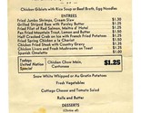 The Chariot Presents Today&#39;s Continental Dinner Menu New York City April... - $21.85