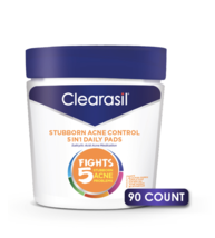 Clearasil Stubborn Acne Control 5-in-1 Daily Facial Pads, Salicylic Acid, 90 Ct - £13.43 GBP