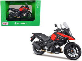 Suzuki V-Strom 1000 Red and Black with Plastic Display Stand 1/12 Diecast Motorc - £22.30 GBP