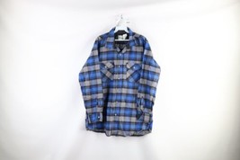 NOS Vintage 90s Streetwear Mens XL Heavyweight Flannel Button Shirt Plaid USA - £46.70 GBP
