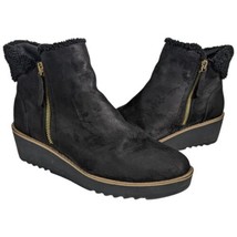 Black Suede Wedge Booties Womens Size 8.5 M BandolinovRhena Shoes with S... - £31.32 GBP