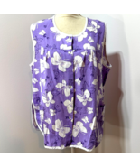 Anthony Richards Smock Apron Size L Purple Butterflies Pearl Snap Cookin... - $14.54