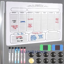 Weekly Magnetic Whiteboard Calendar Dry Erase Board Fridge Planner Organizer - £26.85 GBP