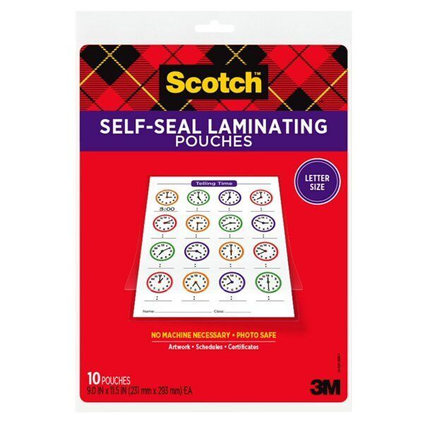 Scotch Self-Seal Laminating Pouches, 10 count, 8.5" x 11", 3 mil Thick Item image 2