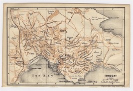 1906 Antique City Map Of Torquay / Devon / England - £15.15 GBP