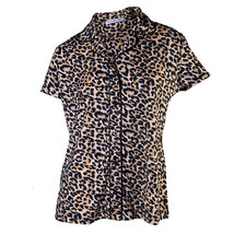 Amanda Blu Large Leopard Notched Collar Pajama Top - £25.57 GBP