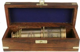 Brass Antique Vintage 20&quot;VICTORIAN Marine Telescope Wooden Box Spyglass New Gift - £35.96 GBP