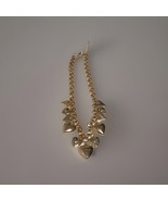 Charm Necklace New Gold Hearts Rhinestones Chunky Chain By Persimmon - $68.31 CAD