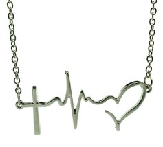 Faith Hope Love Necklace Pendant Cross Lifeline 925 Silver Plated 20&quot; Chain Gift - £5.03 GBP