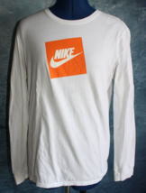 The Nike Tee Men&#39;s White Orange Long Sleeve T-Shirt ~S~ 569921-10A - £11.81 GBP