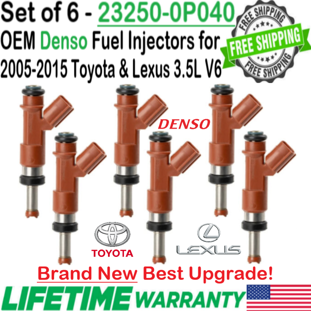 Primary image for NEW OEM Denso x6 Best Upgrade Fuel Injectors for 2007-2011 Toyota Camry 3.5L V6