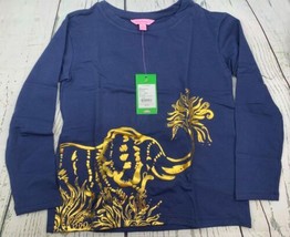 Kids Baby Girls Cozy Pullover True Navy Gold Elephant Large - £15.96 GBP