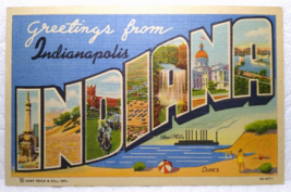 Greetings From Indianapolis Indiana Large Big Letter Postcard Linen Curt Teich - £8.98 GBP