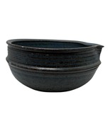 Vintage Glazed Blue Studio Pottery Bowl with Pouring Spout Signed Moon C... - $32.07 CAD