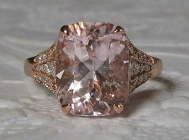 3Ct Cushion Cut Lab Created Morganite Solitaire Ring 14K Rose Gold Plated - £115.32 GBP