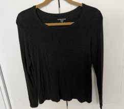 Eileen Fisher Italian Yarn Charcoal Bateau Neck Long Sleeve Tee (P) - £17.02 GBP