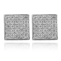 1/2Ct Simulated Diamond Cluster Stud Square Earrings in 14k White Gold Plated - £37.68 GBP
