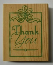 New Thank You Ribbon Wood Mount Rubber Stamp Greenbrier 3x2.5 - £3.15 GBP