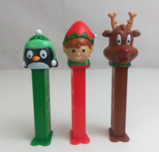 Lot of 3 Christmas Pez Dispensers Green Penguin, Elf, &amp; Rudolf (J) - £7.74 GBP