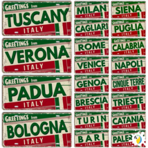 Italy City License Plate Tin Sign, Greetings From Italian Cities Metal P... - £14.38 GBP