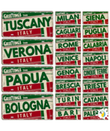 Italy City License Plate Tin Sign, Greetings From Italian Cities Metal P... - $18.00