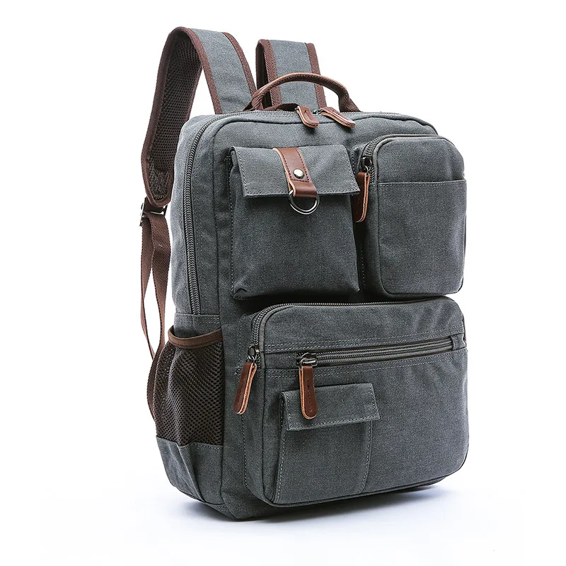 Men Canvas Backpack Shoulder Bag Students Leisure Bag Computer Bag Schoo... - £33.02 GBP