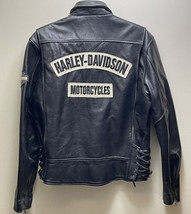 Harley Davidson Jacket Mens M Burnout Pebble Black Leather Biker 97047-05VM USA - £221.84 GBP