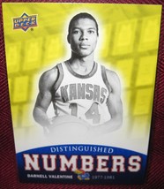 2013 Upper Deck University Kansas Distinguished Numbers #DN-8 Darnell Valentine - £3.56 GBP
