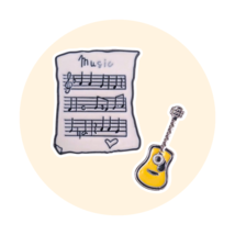 Music Enamel Pins: Sheet Music and Guitar - $24.90