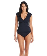 BLEU Rod Beattie TWISTED CAP SLEEVE TANKINI TOP Sz 14 Black - $613.44 MXN