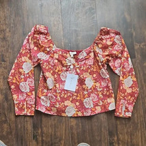nwt $79 WAYF floral smocked SHANE blouse XS long sleeve cottagecore bust... - $4.94