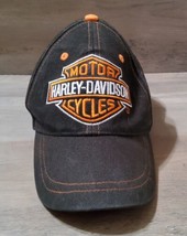 Harley Davidson World Famous Motorcycle Baseball Cap Orange Black Adjust... - $18.50
