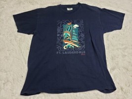Vintage 1994 Fort Lauderdale Florida Lee Blue Ctton Shirt XL Made USA Sailboat - £6.03 GBP