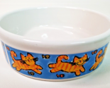 Ceramic Cat Food Water Dish Bowl Blue with Ginger Kitty and Fish - $13.81