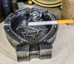 Rustic Western Wild West Smoke Lucky Horseshoe Horse Cowboy Hat Ashtray ... - $18.99