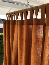 Cinnamon Color Long Cotton Curtain Tab Top Rust Cotton Window Drape Stonewashed - £29.77 GBP+