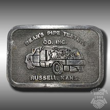 Vintage Belt Buckle Bean&#39;s Pipe Testing Co, Inc. Russell, Kansas Silver-Tone - £23.22 GBP