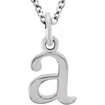 Precious Stars Unisex 14K White Gold Lowercase A Initial 16 Inch Necklace - £189.18 GBP