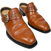 Ariat Western Cowgirl Mules Block Heel Brown Leather Buckle 16728 Women&#39;... - $36.07 CAD