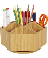 Bamboo rotating organizer - art supply holder with 7 sections, Home &amp; Sc... - £23.59 GBP
