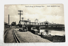 Santa Fe Bridge Over Mississippi River Fort Madison Iowa Photo Postcard - £7.77 GBP
