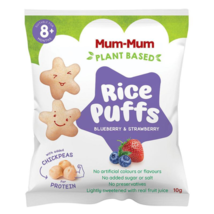 Mum-Mum Plant Based Rice Puffs Blueberry &amp; Strawberry 10g - £51.81 GBP