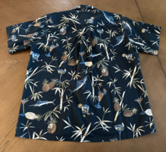 Palmwave Hawaiian Button-Down Shirt XL Blue Islands Sail Fish Cocktails ... - $22.41