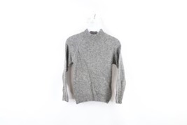 Vintage 50s 60s Boys 28 Blank Shetland Wool Knit Mock Neck Sweater Heather Gray - £31.51 GBP