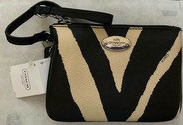 Coach Authentic Zebra Print Small Zip Wristlet New With Tags - £36.48 GBP