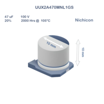 10X UUX2A470MNL1GS Nichicon 47uF 100V 10x10 Aluminum Electrolytic Capacitor SMD - £3.94 GBP