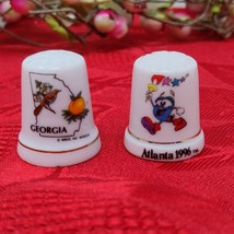 2X Vtg Thimbles Georgia State Olympic 1996 Porcelain - $7.98