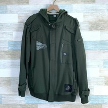 Rocawear Sweatshirt Bomber Flight Jacket Green Full Zip Snap Hooded Mens... - $64.34
