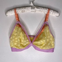 Colsie Size Large Lemon Yellow Pink Mesh Panels Adjustable Strap Bralett... - $14.00