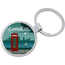 London Red Phone Booth Keychain - Includes 1.25 Inch Loop for Keys or Ba... - $10.77